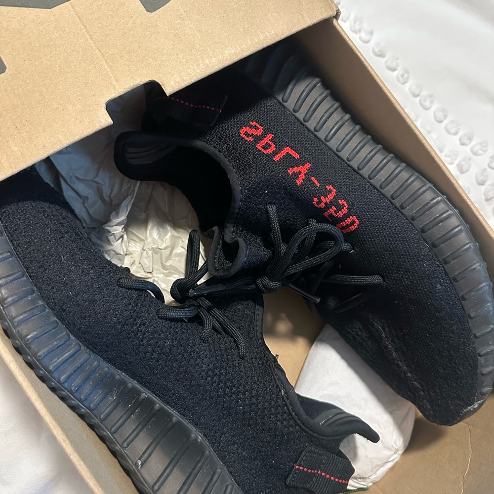 Yeezy Adidas Sneakers with Red Accents